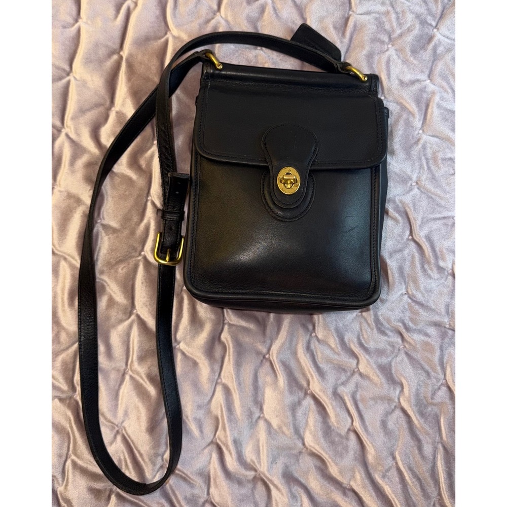 Vtg Coach Murphy Blk Leather Bag Crossbody Turnlock Brass Classic 9930 Mini - Picture 5 of 15